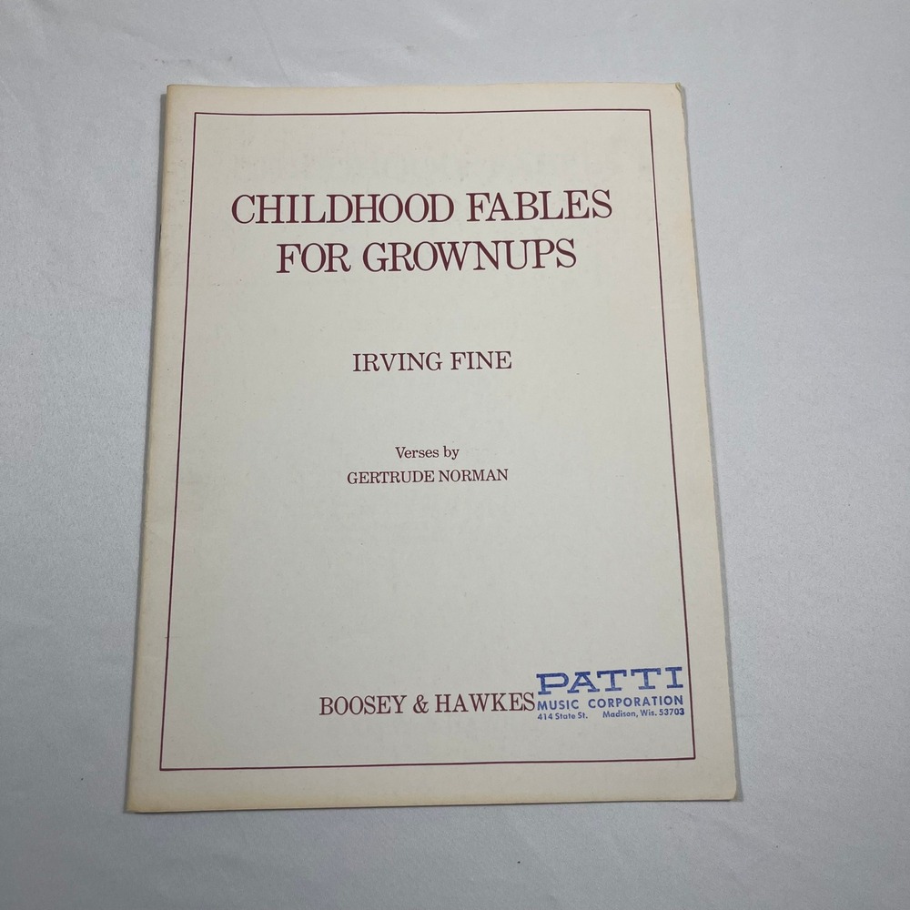 Boosey & Hawkes Childhood Fables for Grownups Sheet Music Irving Fine Cream 1955